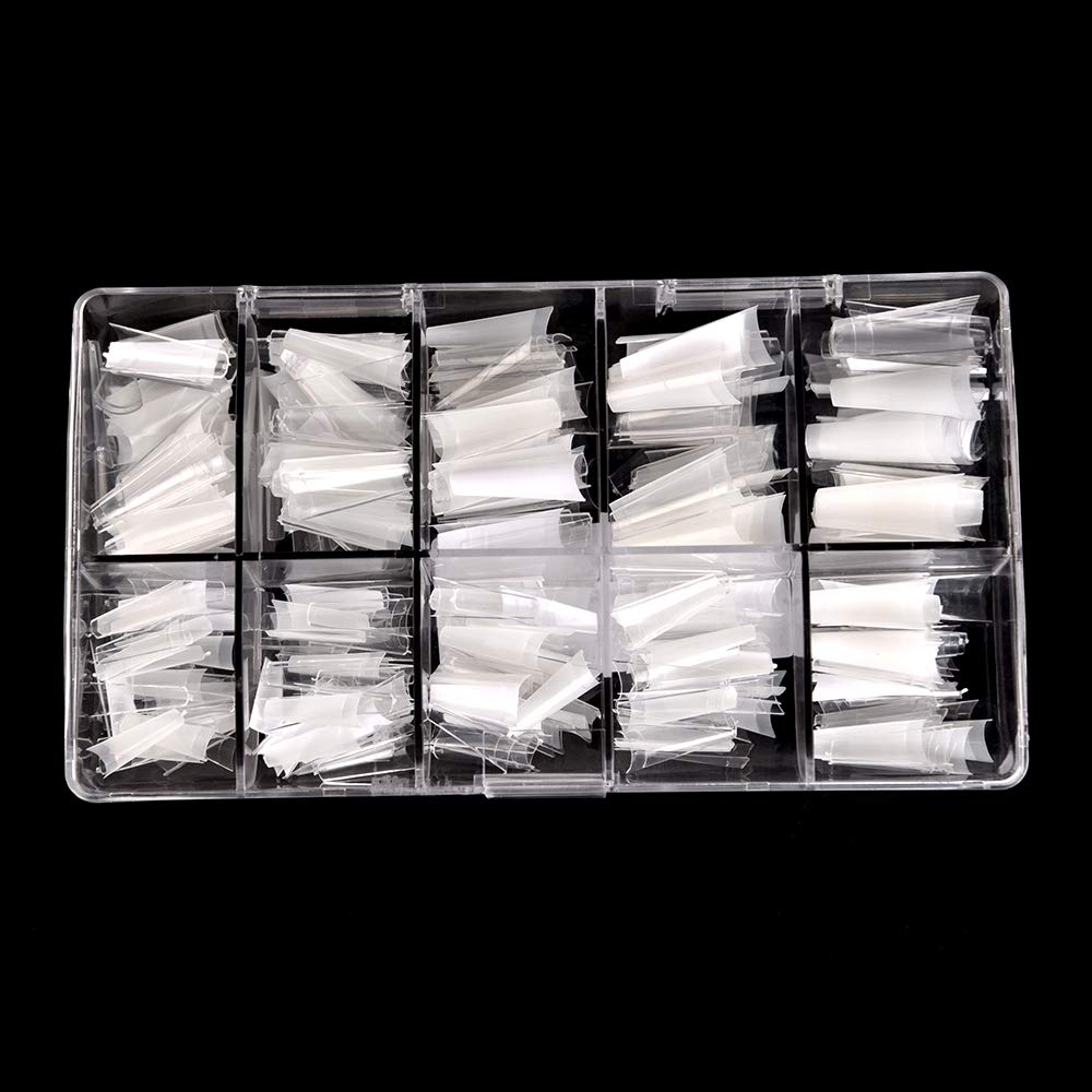 KADS French Coffin Ballerina Nail Tips Acrylic Half False Nails 10 Sizes 500 Pcs with Box (HC76)