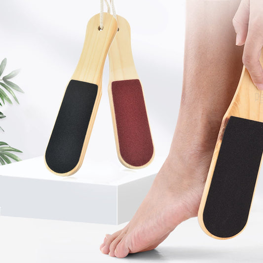YAWALL Foot File Wooden Pedicure Feet Scrubber with Handle for Callus, Dry, and Dead Skin Removal Heel Scraper for Feet, Hands, and Body Exfoliation Perfect Foot Filer for Use in Shower