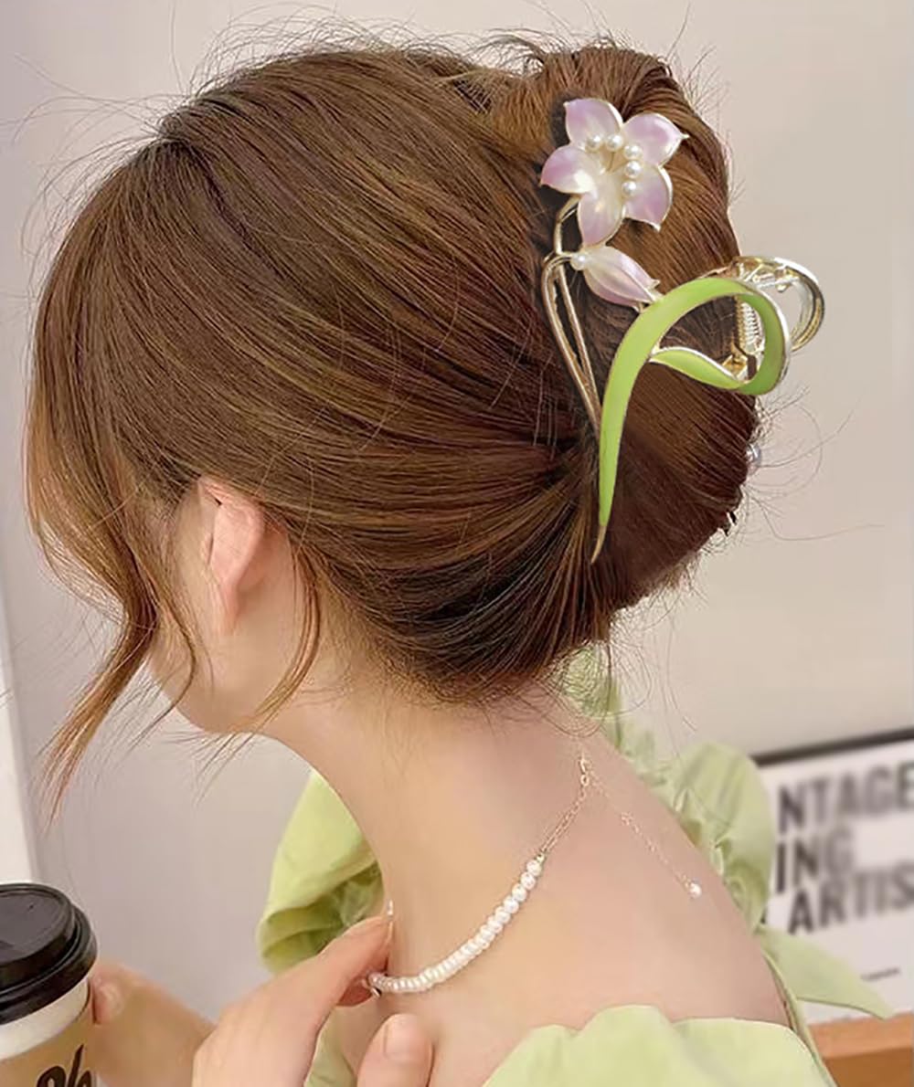 Flower Hair Claw Clips， Gardenia Flower Shape Hairpin Jaw Clips Jumbo Hair Claw Clips Fashion Hair Accessories For Women Girls