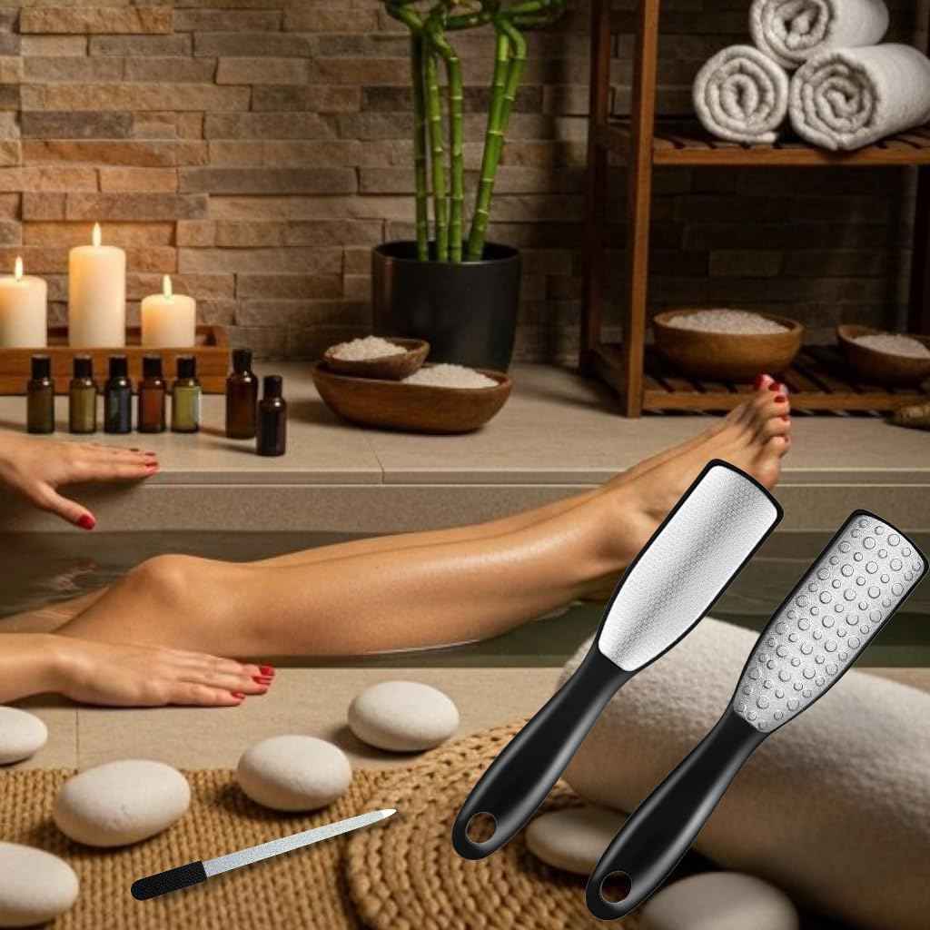 Professional Elegant Series Black Sapphire Foot File 9.6" –Dual-Sided Callus Remover with Silk-Touch Handle–Luxurious Spa-Like Treat for Smooth, Soft Feet, Durable & Hygienic Pedicure Tool–Wet&Dry Use
