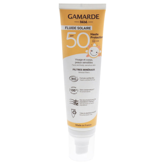 Gamarde Baby and Children Sun Fluid SPF 30 Sunscreen - Mineral Sunscreen for Kids - Invisible Texture, Chemical-Free, and Preservative-Free - 3.38 oz