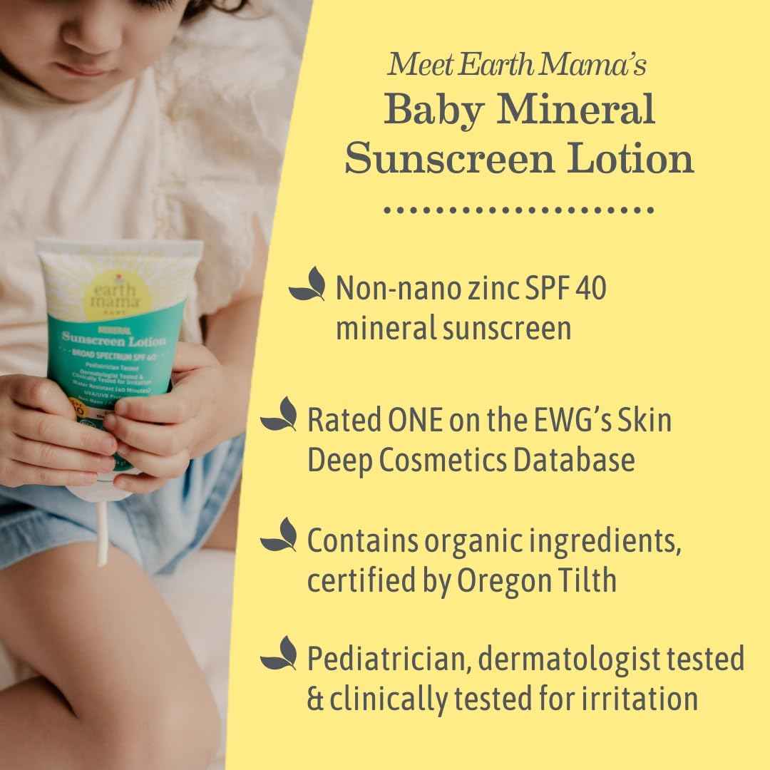Earth Mama Baby Face Mineral Sunscreen Stick & Lotion Set, SPF 40 | Non-Nano Zinc, Contains Organic Cocoa Butter, Shea Butter, Aloe & Calendula | Babies, Kids & Family