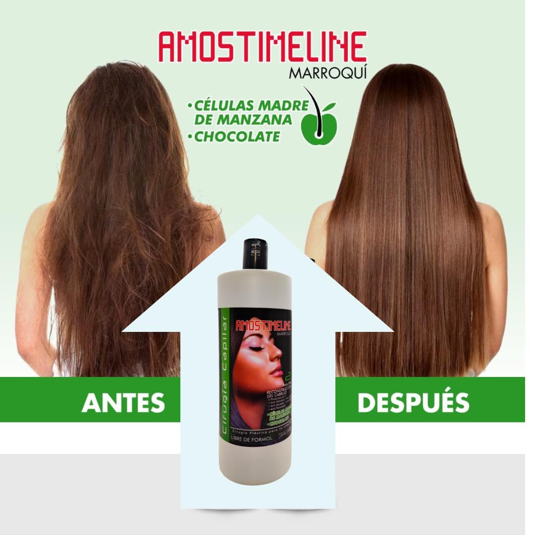 Cirugia Capilar, Tratamiento Capilar con Keratina y Células Madre - Alisado y Brillo Capilar sin Formaldehído - Mascarilla Capilar de 32 oz con Keratina Brasileña, Chocolate y Botox Capilar