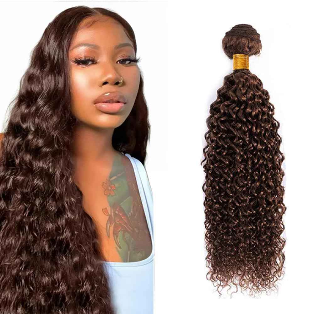 Brown Human Hair Bundles Chocolate Brown Kinky Curly Bundles 18 Inch Niegmeag Peruvian Virgin Remy Hair Extensions Double Weft Color 4 Kinky Curly Bundle Hair Weave 100g