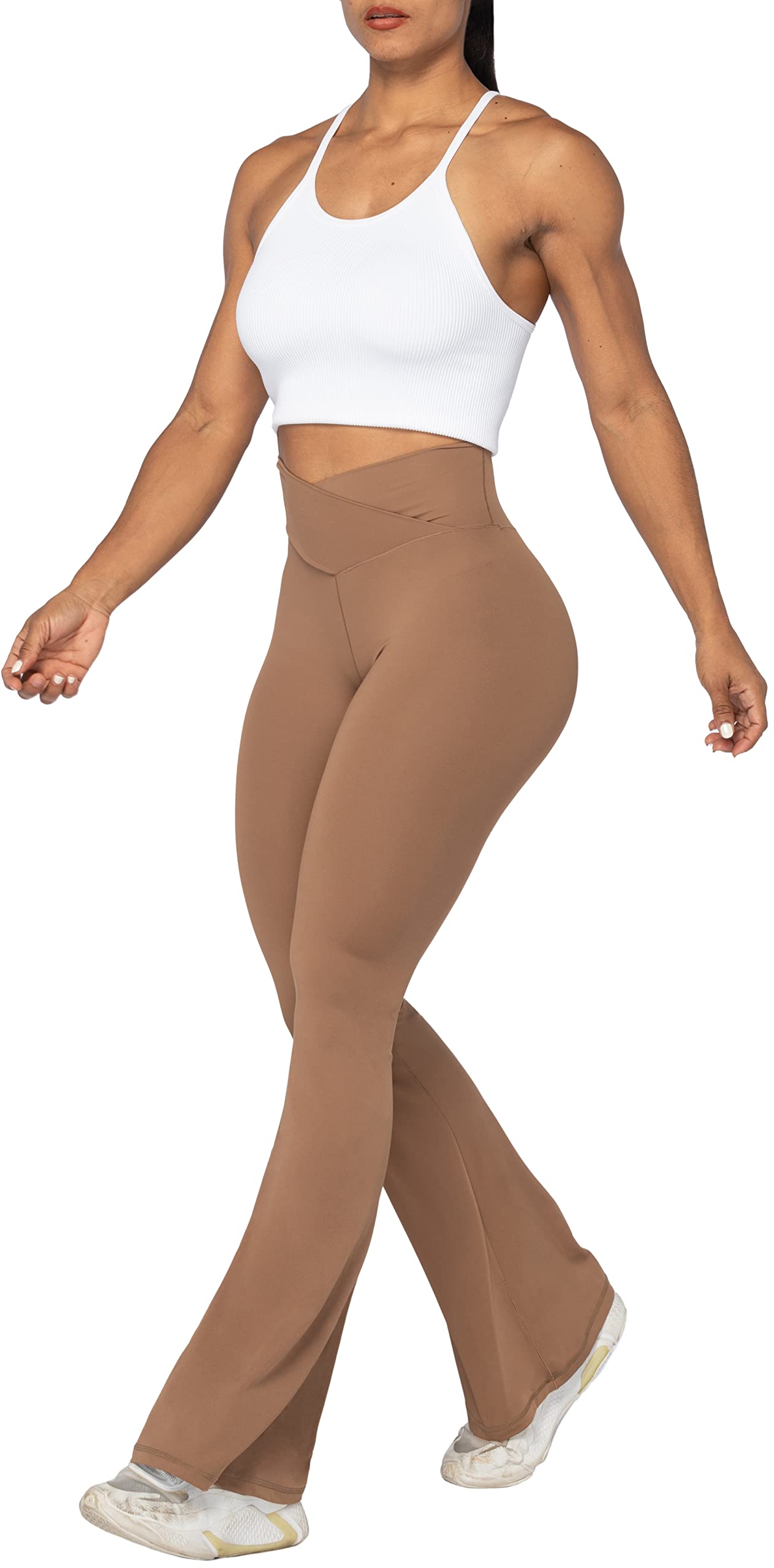 Sunzel Flare Leggings, Crossover Yoga Pants for Women with Tummy Control, High-Waisted and Wide Leg