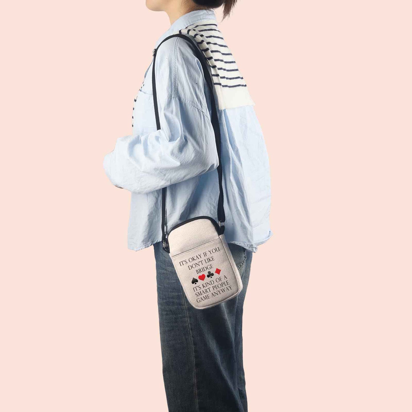 Bridge Canvas Tote Bag Bridge Lover Gift Bridge Player Bag Bridge Card Game Gift Bridge Themed Gift (Bridge Crossbody)