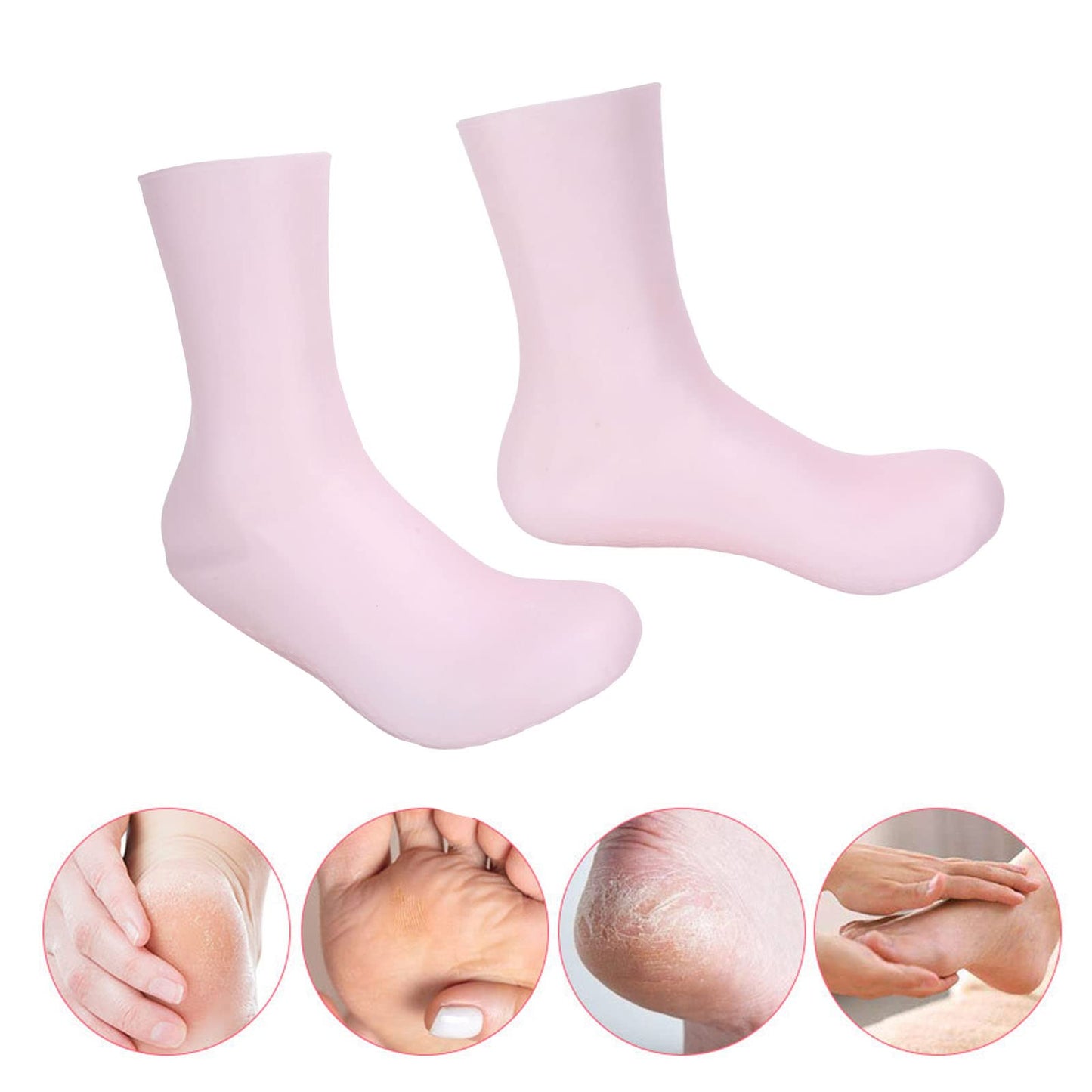 Soft Silicone Moisturizing Socks, 2 Sizes High Elastic Prevent Cracking Silicone Moisturizing Socks for Men and Women(S)