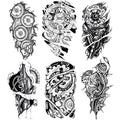 Biomechanical Gear Temporary Tattoos - 6 Sheets Waterproof Fake Tattoos