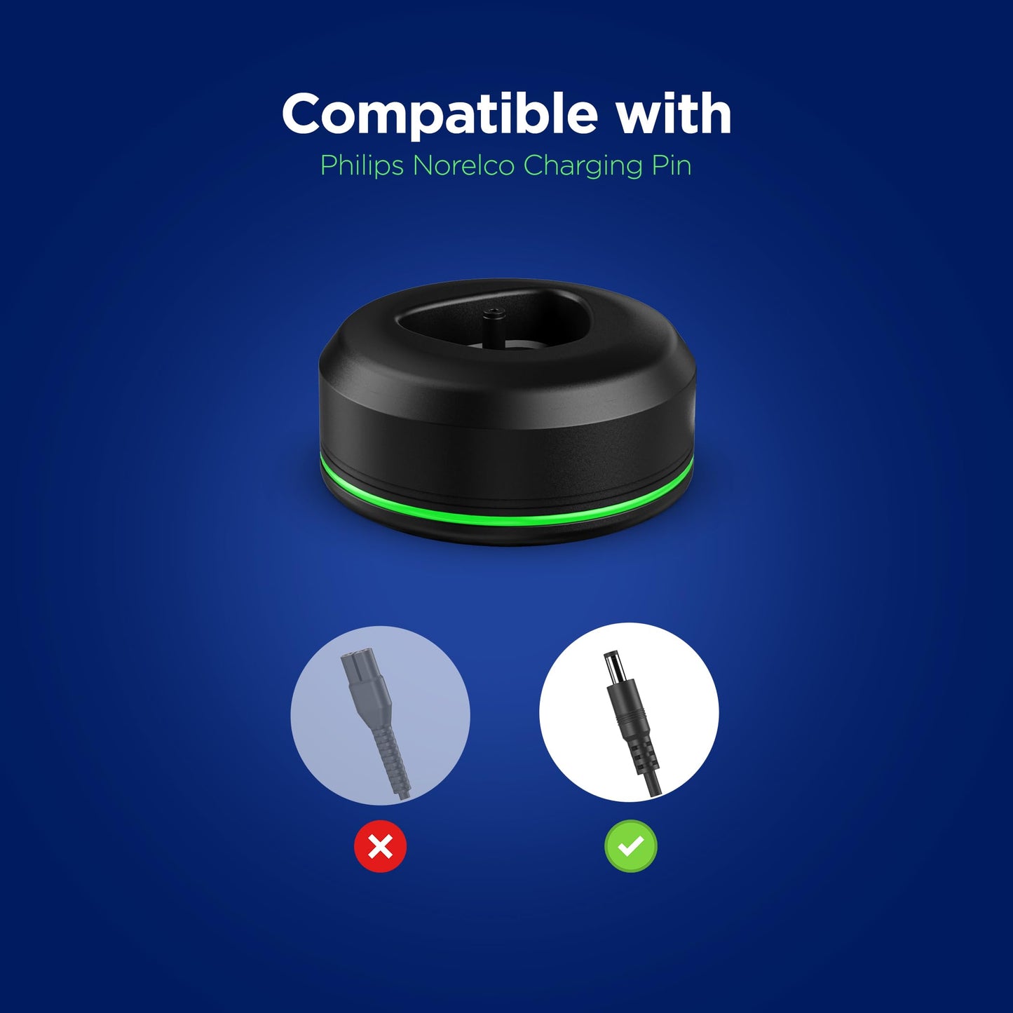 Stand Charger for Philips Norelco Multi-Groomer 3000 Trimmer Models, Free-Standing Charging Dock Base, USB Powered, LED Indicator (MG3750 Single-Pin Models Only)