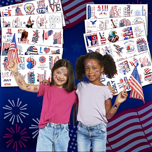 100 PCS 4th of July Temporary Tattoos - Party Favors & Decor