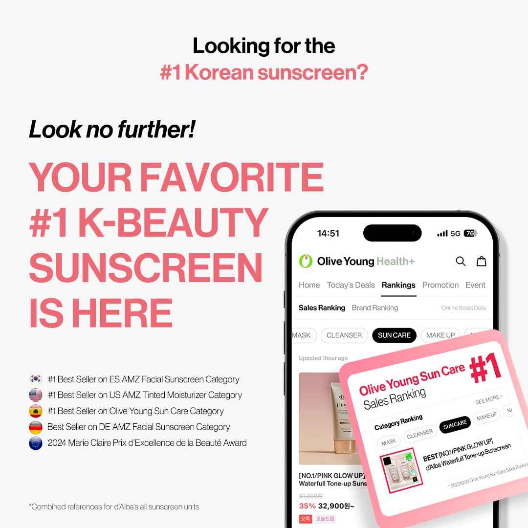 [2 ea] d'alba Piedmont Waterfull Tone-Up Sunscreen Serum BROAD SPECTRUM SPF 50 + Korean Sunscreen for Face, All Skin Tones, Sweat Proof Formula (2 x 1.69 fl.oz.)