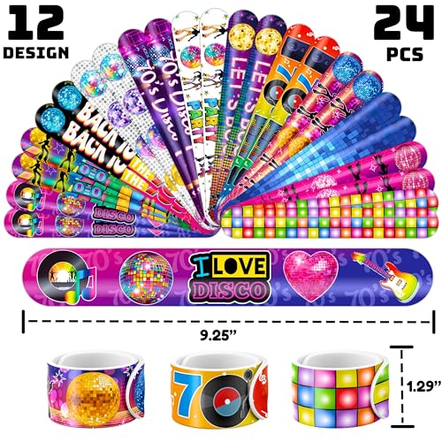 70s Disco Party Set - 48 Temporary Tattoos & 24 Slap Bracelets