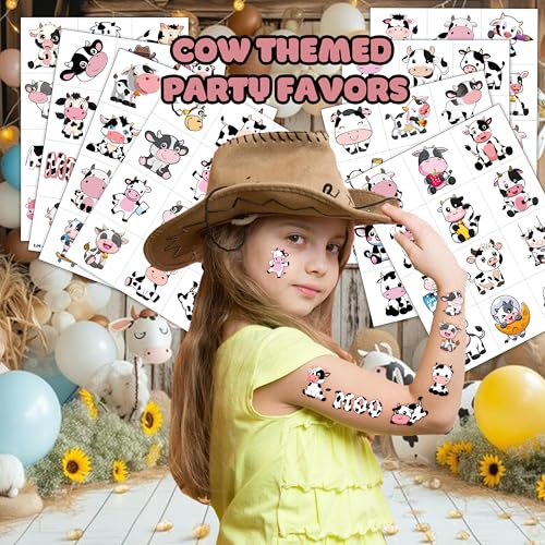 96 PCS Highland Cow Temporary Tattoos for Kids