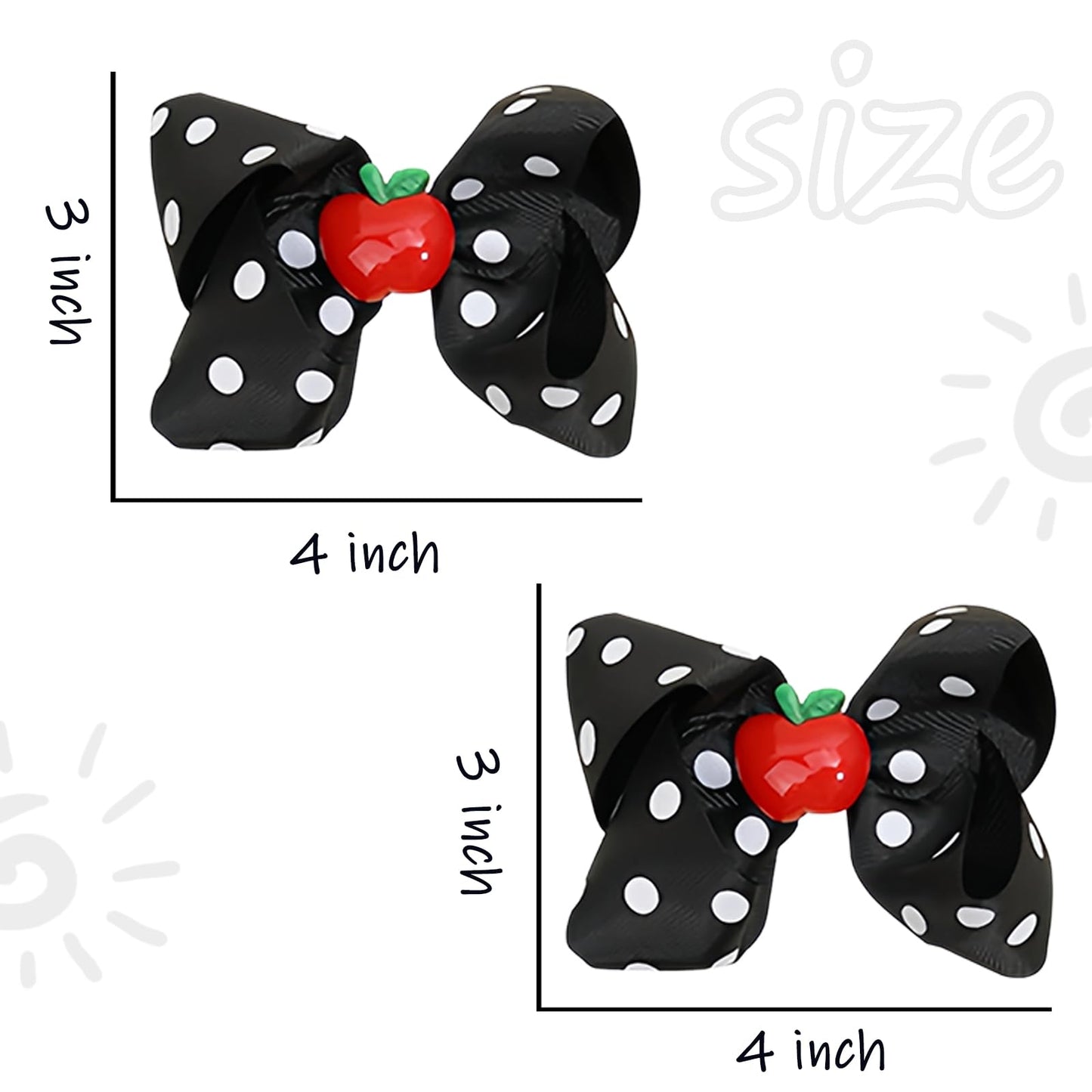 Back to School Hair Clips Cute Hair Clip Fruit Hair Bows for Toddler Black Bow Hairpin for Girls White Dot Hair Barrettes Hairpins for Kids First Day of School Hair Accessories for Hair Styling 2PCS