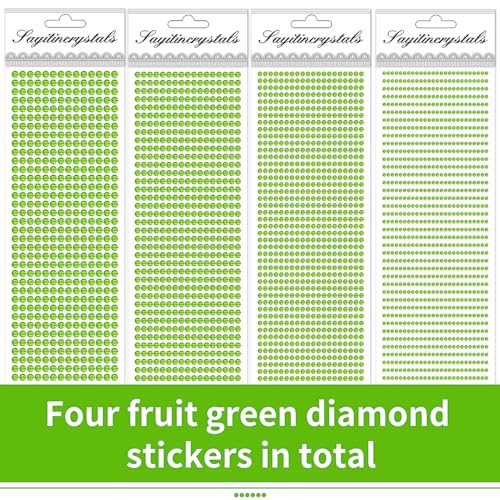 Christmas Green Face Gems Eye Jewels Rhinestones Crystals Stickers 3/4/5/6mm with Stickers for Body, Stick on Jewels Makeup Glue for Face Eye Hair Nails Make up and Craft Decor 3090PCS