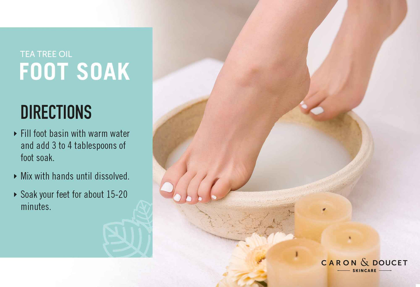 CARON & DOUCET Tea Tree Oil Foot Soak with Epsom Salt and Dead Sea Salt - Natural - Soothes Sore & Tired Feet, Helps Reduce Foot Odor Scent, Softens Calluses - 2lb