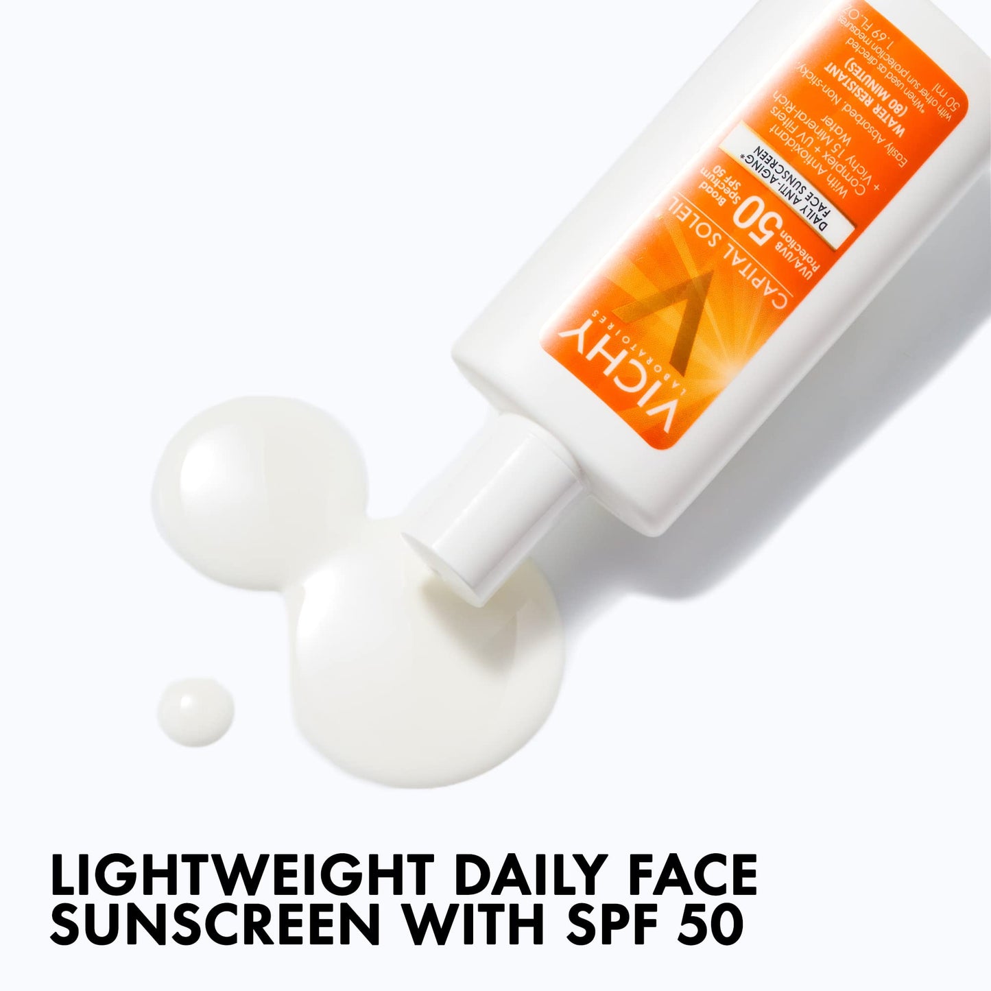 Vichy Capital Soleil Face Sunscreen SPF 50, Anti Aging Travel Size Sunblock for Face with UVA and UBA Sun Protection, Daily Face Sunscreen for Sensitive Skin, Oxybenzone Free,