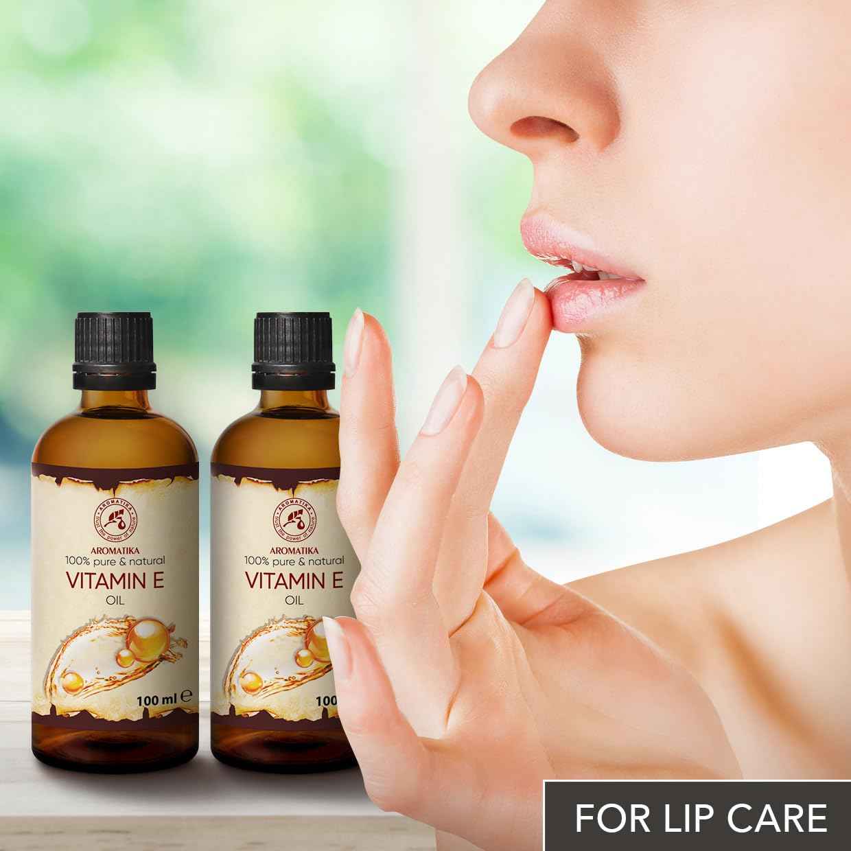 Vitamin Oil E 200ml - Tocopherol - 100% Natural & Pure - Rich in Vitamin E - Anti Aging Oil Against Wrinkles of All Kinds - Care for Face - Body Care - Hair - Ideal for Sensitive Skin, 2 bottles of 100 ml