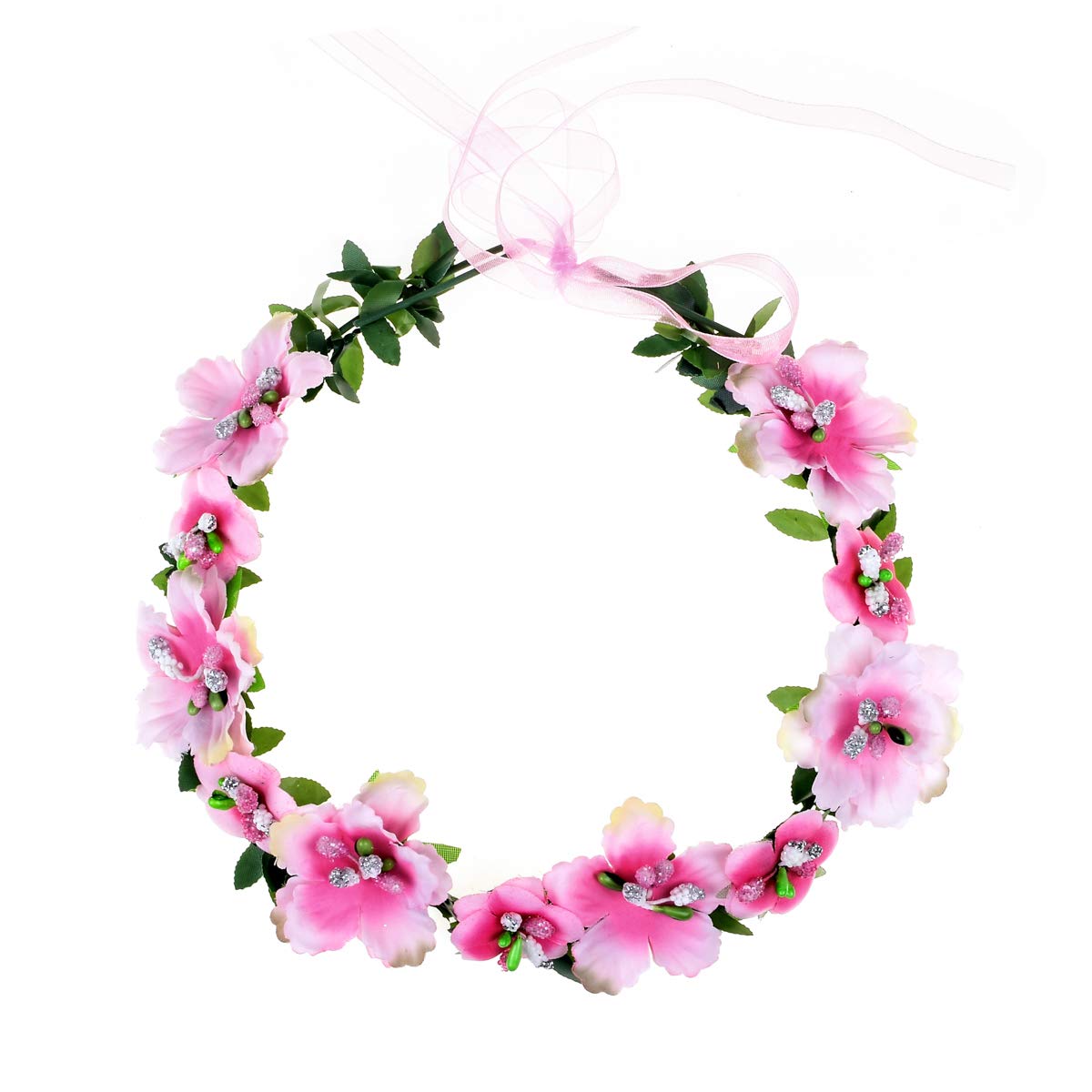 Love Sweety Girls BOHO Rose Floral Crown Wreath Wedding Flower Headband Headpiece (A-Pink)