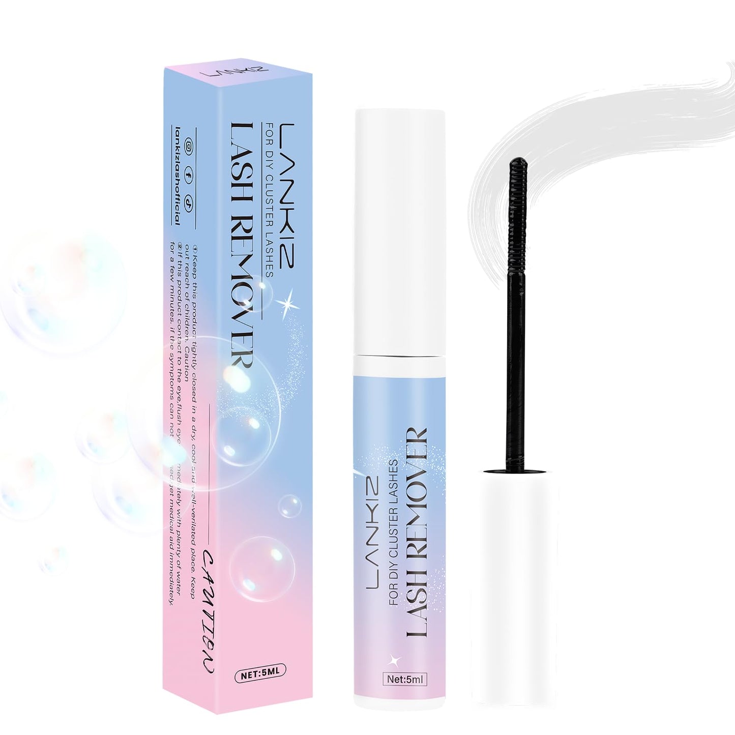 LANKIZ Lash Remover for Cluster Lashes, Lash Clusters Glue Remover, Bond & Seal Lash Glue Remover, Gentle Eyelash Glue Cleanser for Individual Lashes and Wispy False Lashes, DIY Lash Extension