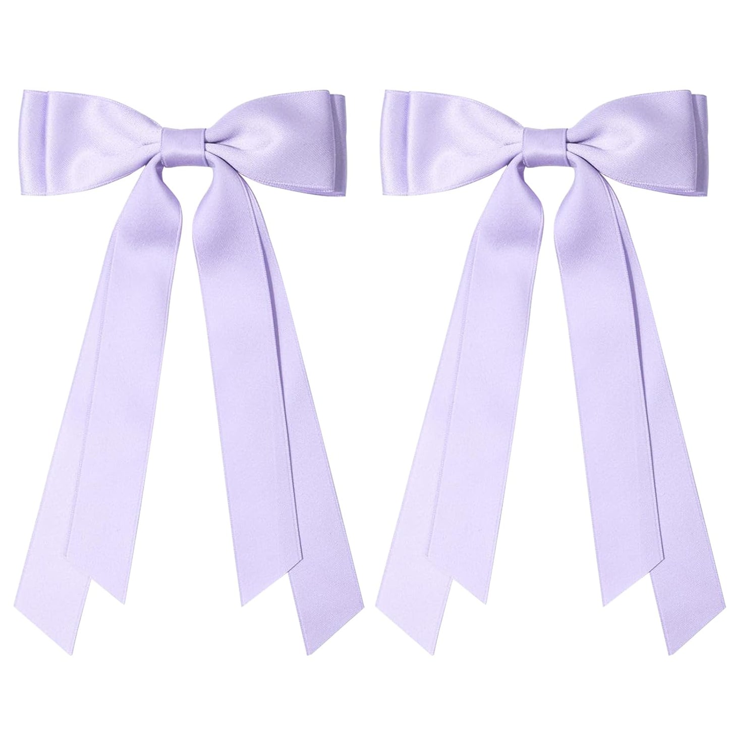 2PCS Silky Satin Hair Bows Ribbon Hair Clips, Fall Alligator Hair Pins, Ponytail Holder Accessories Sides Metal Hair Bow Barrettes Hair Accessories for Women Girls Kids (Purple)