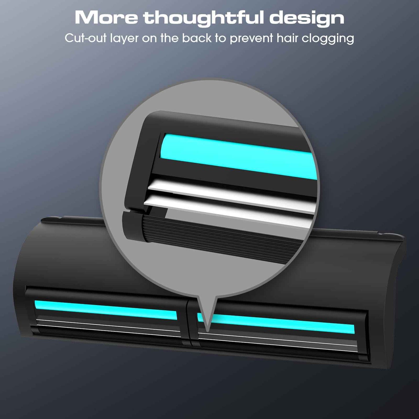 ZOMU Back Shavers for Men:Back Hair Shaver and Body Shavers for Men with Safety Blade Technology & Ergonomic DIY Long Handle, Wet or Dry Shaving-Black(Replaceable 8PCS 3.5inch Blades Included)