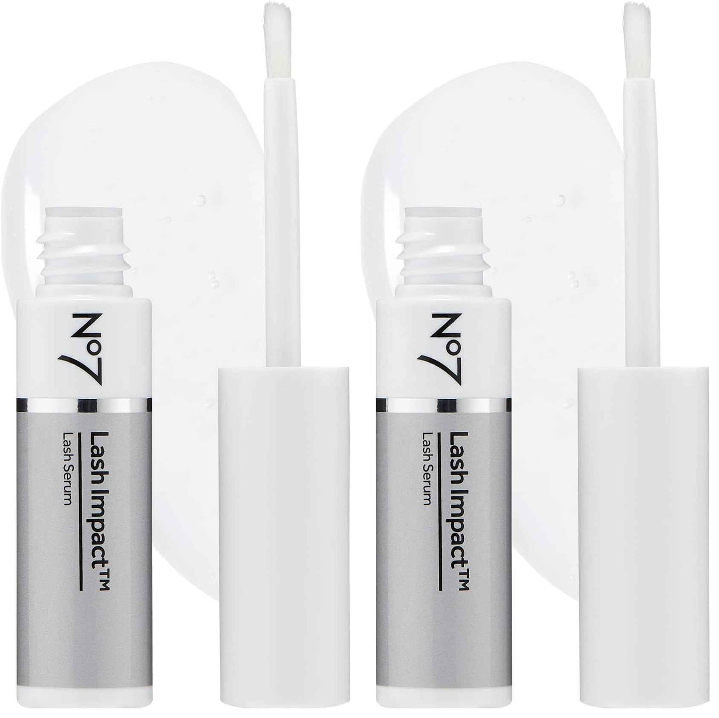 No7 Lash Impact Lash Serum - Brow & Eyelash Serum for Visibly Fuller, Thicker, Darker Looking Lashes in 8 Weeks (6.1ml) (Pack of 2)