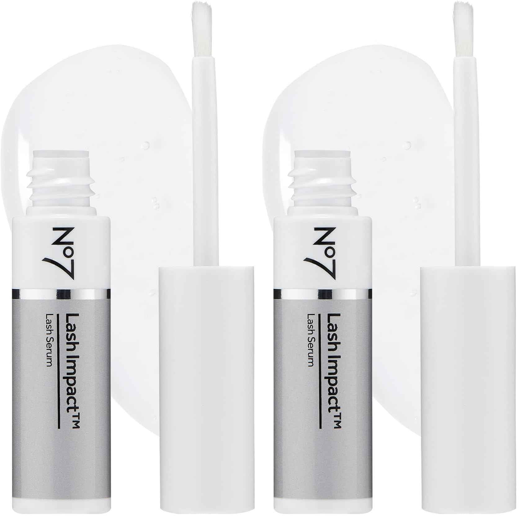 No7 Lash Impact Lash Serum - Brow & Eyelash Serum for Visibly Fuller, Thicker, Darker Looking Lashes in 8 Weeks (6.1ml) (Pack of 2)