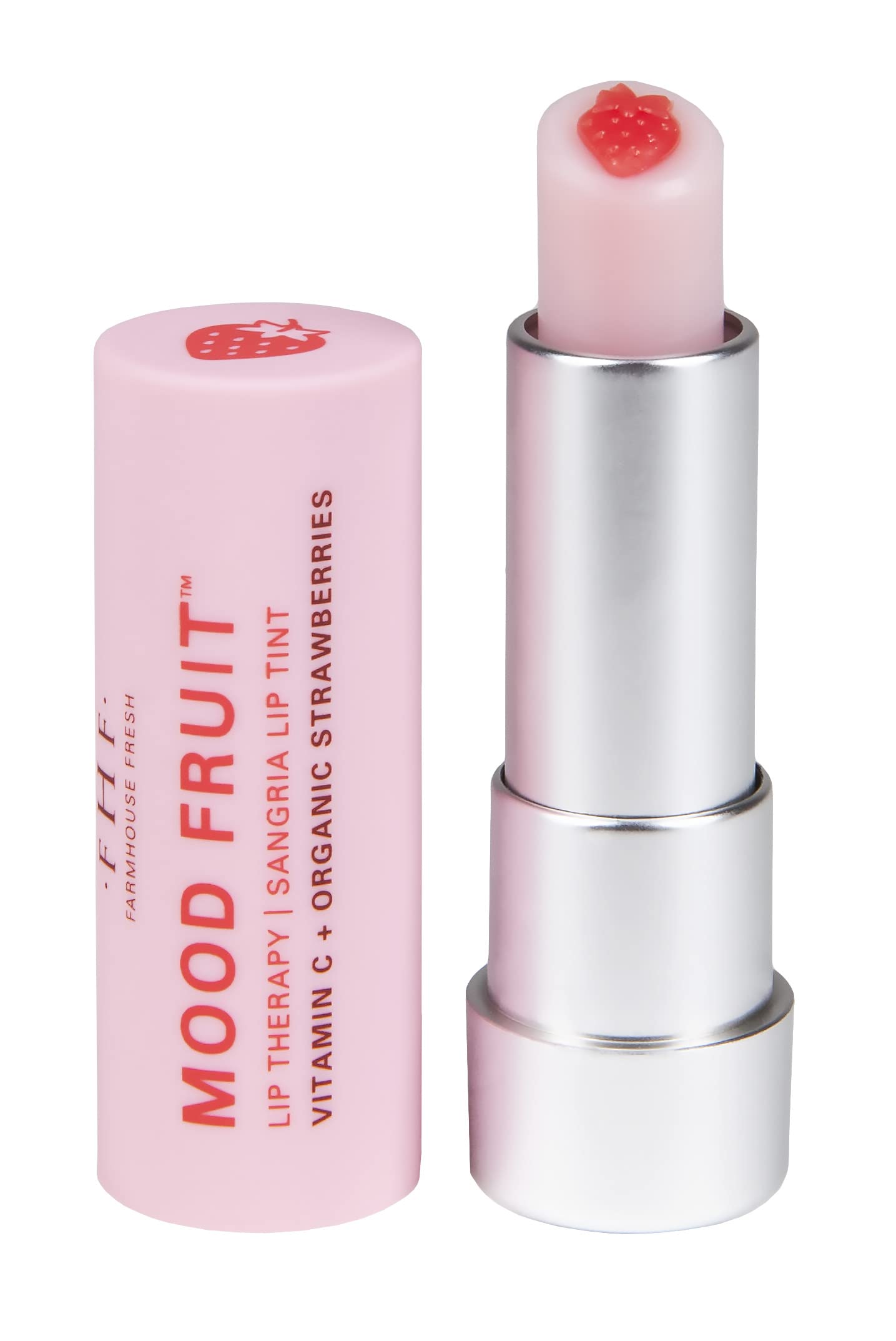 FarmHouse Fresh Shea Butter Lip Balm, Tinted Lip Balm for Dry Lips with Strawberry Mood Fruit Therapy