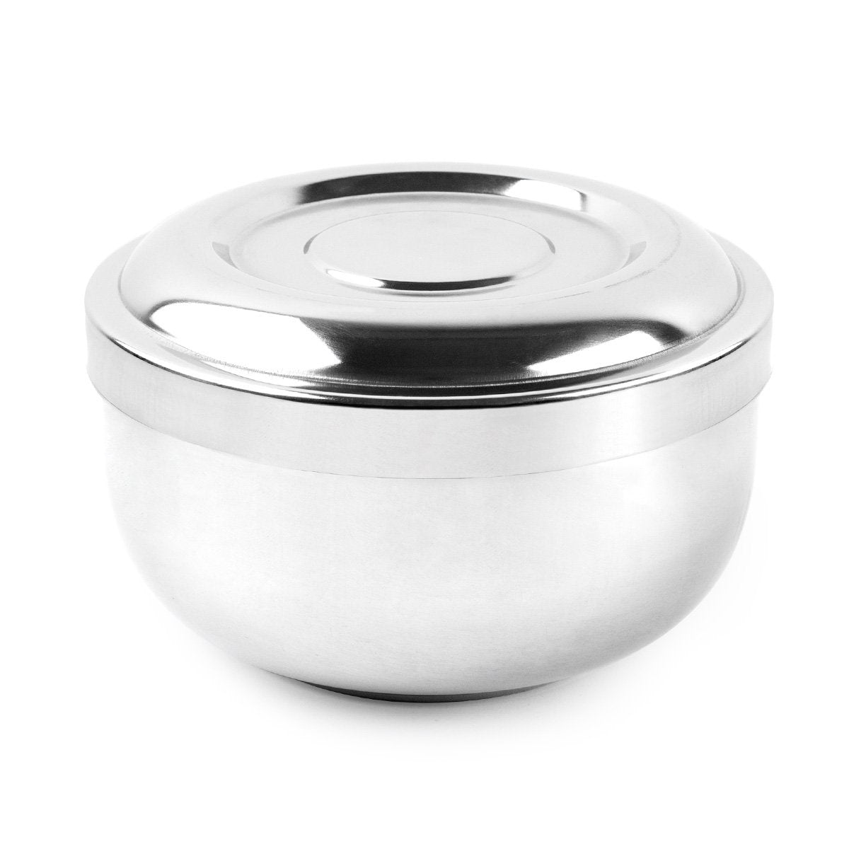 QSHAVE Stainless Steel Shaving Bowl with Lid 4 Inch Diameter Large Deep Size Chrome Plated Shinning Finish