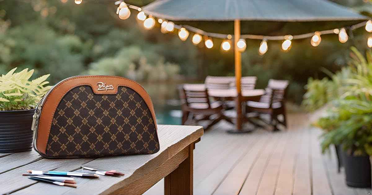 BOYATU Small Travel Makeup Bag for Women: Elegant Vegan Leather Cosmetic Pouch for Purse - Waterproof Toiletry Bag with Mirror(010-coffee)