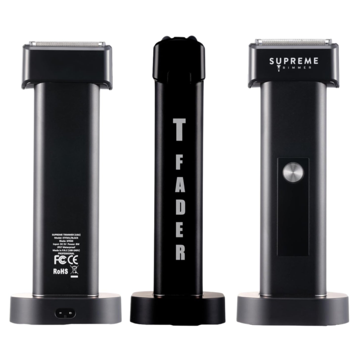 Supreme Trimmer T-Fader Foil Shaver | 120 Min Run Time USB-C Electric Razor | Waterproof IPX6 Shaver for Barber or Home Use | STF501