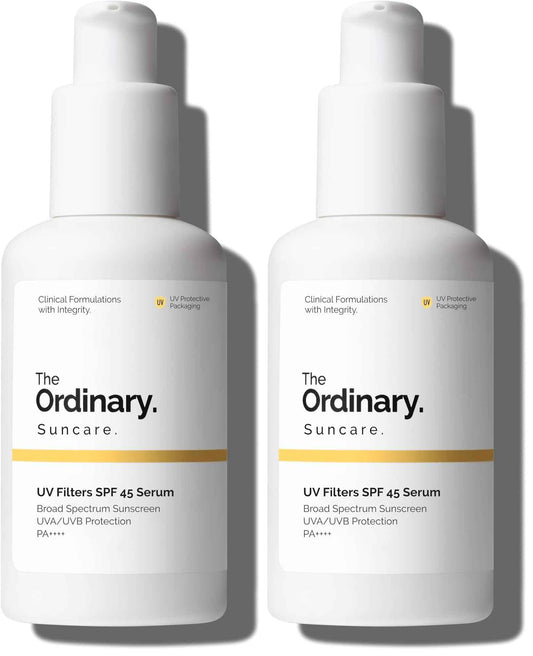 The Ordinary UV Filters SPF 45 Serum Sunscreen for Face, Lightweight Hydrating Broad-Spectrum Sunscreen, UVA/UVB Protection, Non-Comedogenic, No White Cast, 2 Fl Oz (Pack of 2)