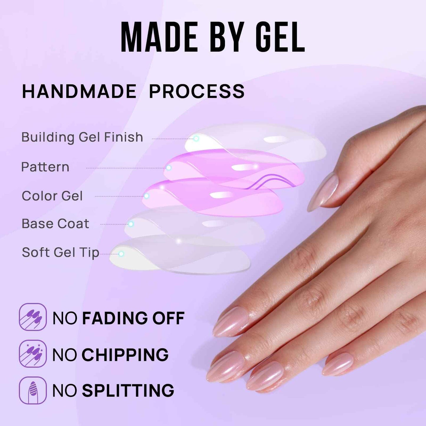 BTArtbox Press On Nails - Soft Gel Chrome Press on Nails Fake Nail with Nail Glue, Fit Perfectly, Reusable Glue On Nails, Nudies & Chrome Pearl