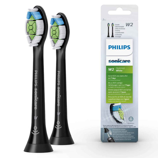 Philips Sonicare Original W2 Optimal White Standard Sonic Toothbrush Heads- 2 Pack in Black (Model HX6062/13)