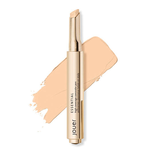 Jouer Essential High Coverage Concealer Pen - Under Eye Concealer for Dark Circles - Brightening Makeup for Eye Circles - Color Corrector Eye Primer with Hyaluronic Acid and Vitamin E