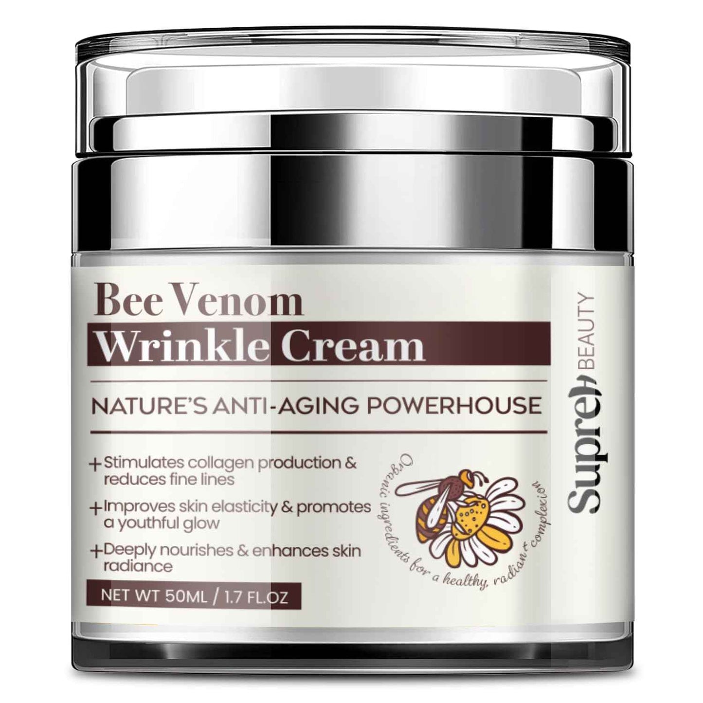 SupreH Bee Venom Wrinkle Cream: Wrinkle Cream for Women with Bee Venom Hyaluronic acid Niacinamide and Peptides - for fine lines and face firming 50