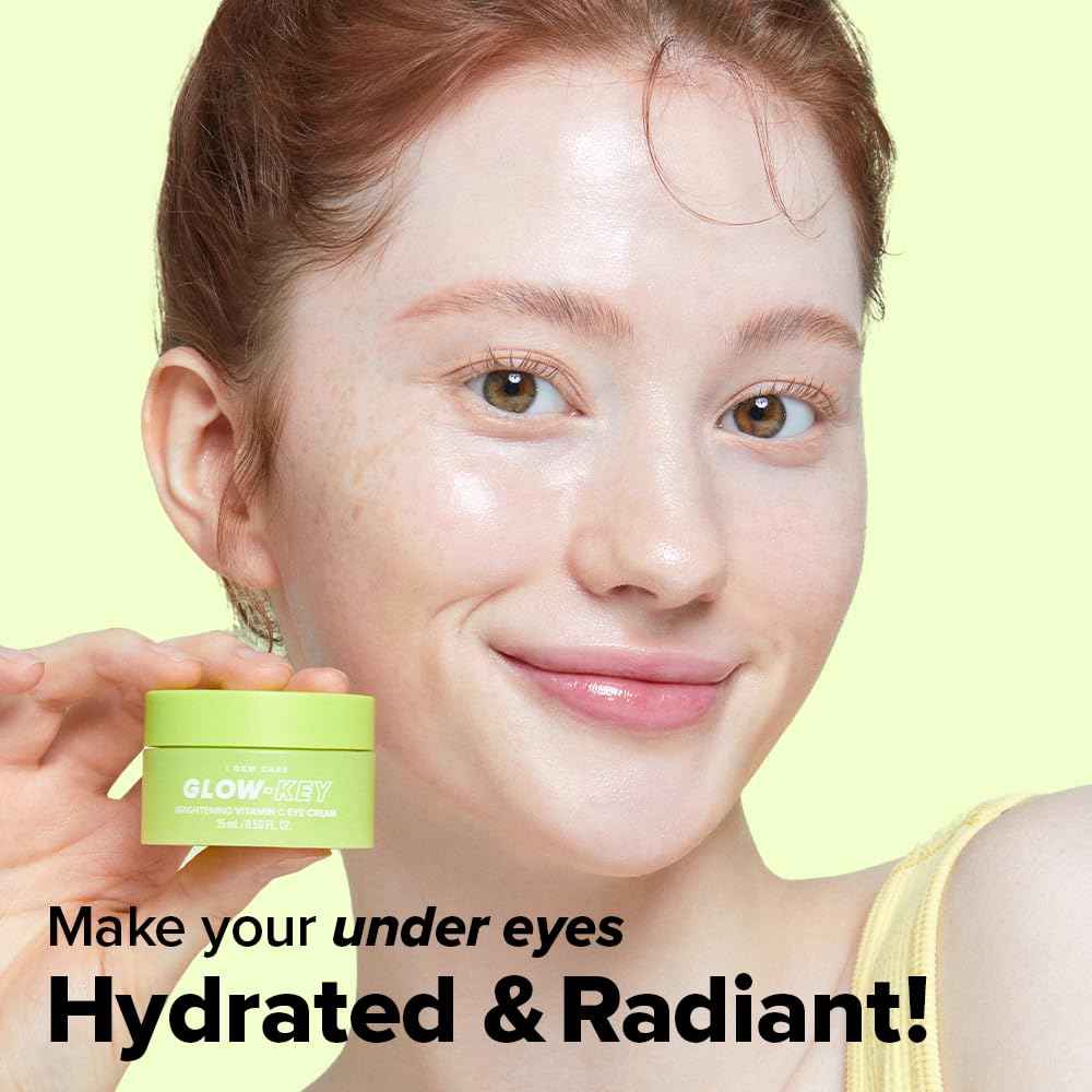 I DEW CARE Vitamin C Eye Cream & Roller Set - Glow-Key | Korean Skin Care, Dark Circles Reducer, Treatment with Hyaluronic Acid, Niacinamide, Cooling Eye Stick Ball 0.50 FL Oz