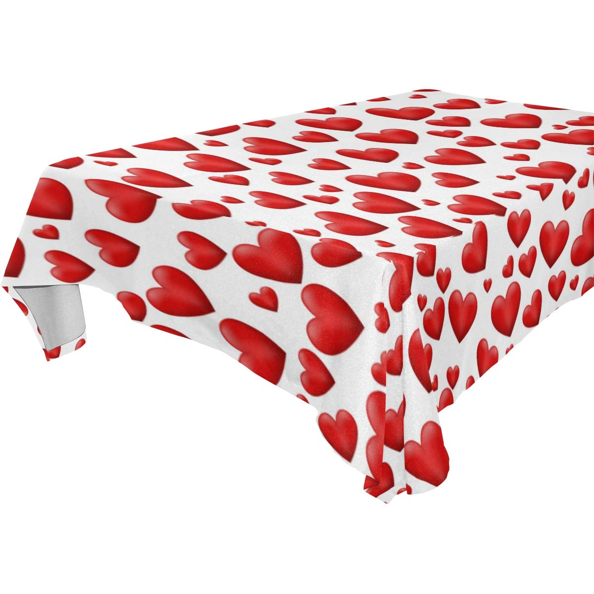 WIHVE Rectangle Tablecloth Valentine's Day Red Love Heart Solid Polyester Fabric Tablecloth for Kitchen Dinning Wedding Holiday Party Decorations 60x120 Inch