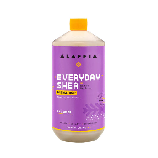 Alaffia Everyday Shea Bubble Bath, Soothing Support for Deep Relaxation and Soft Moisturized Skin | Made with Fair Trade Shea Butter | Cruelty Free | No Parabens | Vegan, Lavender 32 Fl Oz