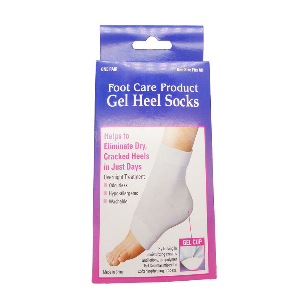 Heel Socks for Dry Cracked Feet Dr.Pedi Moisturizing Socks Toeless Spa Sock for Foot Care Treatment Gel Socks White