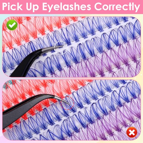 240 Pcs Colored Lash Clusters - 8 Colors, 14mm/16mm D Curl