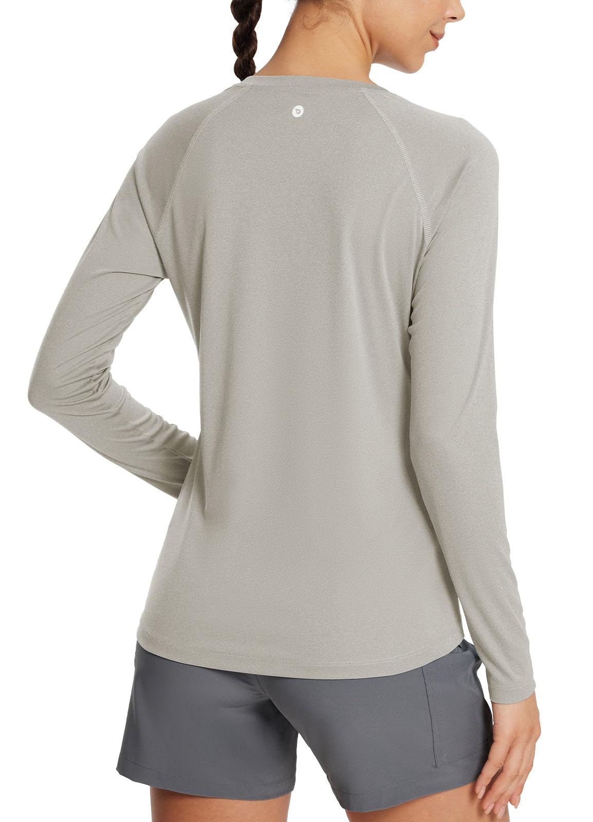 BALEAF Women's Running Long Sleeve Shirts Athletic T Shirts Workout Tops Quick Dry Moisture Wicking for Exercise Gym Sports Yoga Heather Khaki S