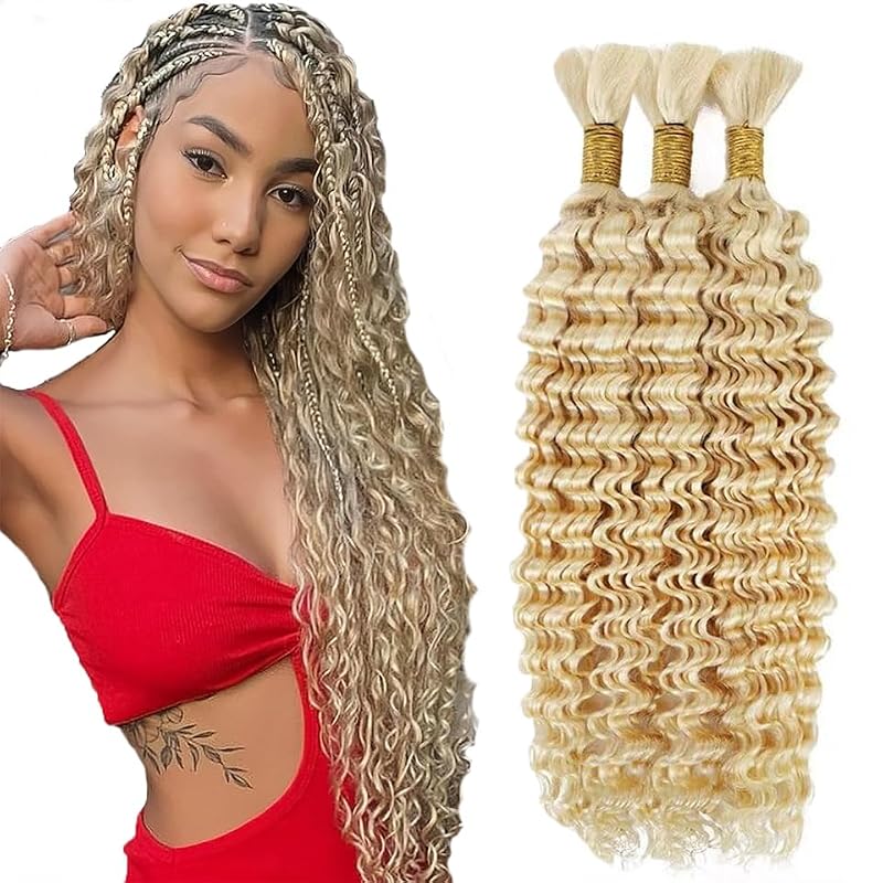 #613 Honey Blonde Deep Wave Braiding Hair 26" - 3 Bundles