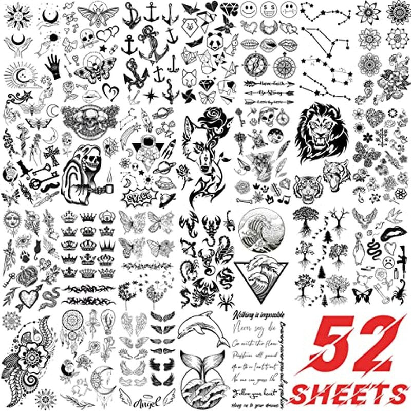 52 Sheets Temporary Tattoos for Kids & Adults – Tribal & Floral Designs