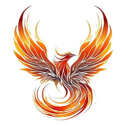 6 Sheets Temporary Fake Tattoos for Men Adults Flying Phoenix Fire Bird Abstract Rising Wing Temporary Fake Tattoo for Women Neck Arm Chest for Woman