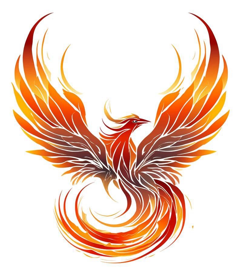 6 Sheets Temporary Tattoos - Phoenix Fire Bird Design for Men & Women