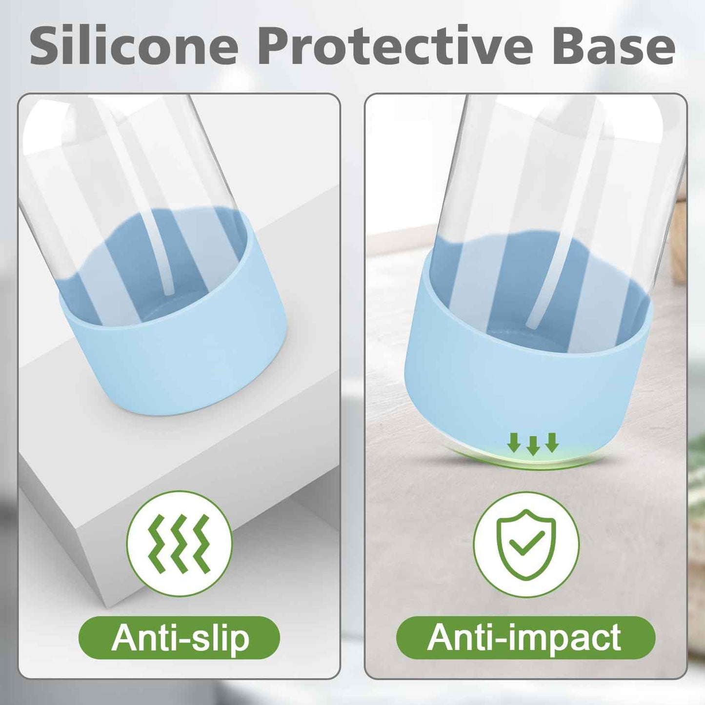 Rionisor Glass Spray Bottles with Silicone Sleeve Protection, Empty 16 oz Refillable Containers, Reusable Spray Bottles with Adjustable Nozzle for Hair, Cleaning Solutions, 3 Pack Grey&Blue&Pink