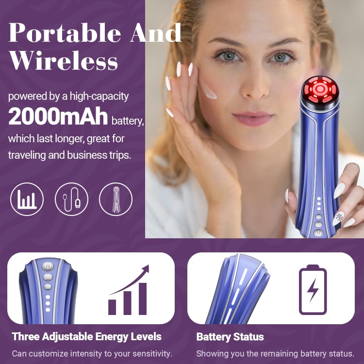RF Radio Frequency Facial Device with LED Red Light Therapy