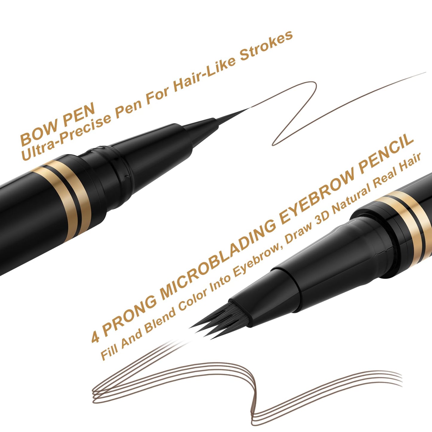 Eyebrow Pen,2-in-1 Waterproof Eyebrow Pencil with 4 Tip Microblading Brow Pen and Ultra-Precise Brow Pencil,with Dual-ended Eyebrow Brush,Eyebrow Makeup for Natural Looking-Dark Brunette